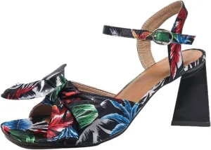Women's Floral Heeled Sandals - Chunky Block Heels Summer Dressy Sandals, Colorful Cute Shoes for Church, Parties & Beach