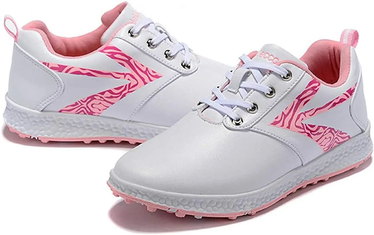 Women's Golf Shoes, Waterproof Golf Fitness Trainers Lightweight Anti-Skid Ladies Spikeless Golf Sneakers