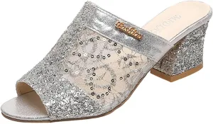 Womens Heeled Sandals Dressy Rhinestone Wedding Shoes Sexy Sandal for Women Strappy Heeleds Dressy Shoe Dressy