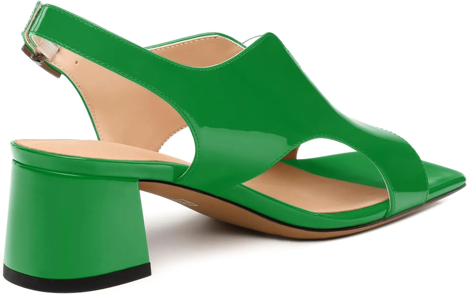 Womens Heeled Sandals, Square Peep Toe Mid Block Heel Slingback Sandals for Women, Leather Insole Chunky Heel Sandals with Buckle 2"