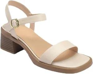 Womens Leather Adjust Ankle Buckle Chunky Heel Sandals Retro Comfortable Square Peep Toe Mid Block Heel Slingback Sandals for Travel Party Dressy
