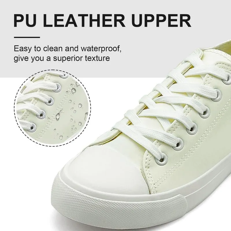 Women’s Men’s Fashion Sneakers Low Top PU Leather Shoes for Women Men Classic Lace Up Sneakers Casual Tennis Walking Shoes Comfortable