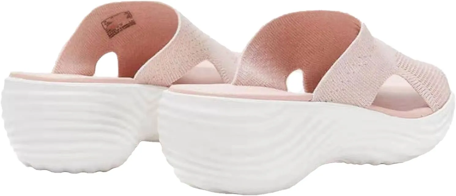 Women's Mesh Open Toe Hollow Platform Wedge Sandals Slip-On Summer Comfort Non-Slip Breathable Beach Fish Mouth Sandals