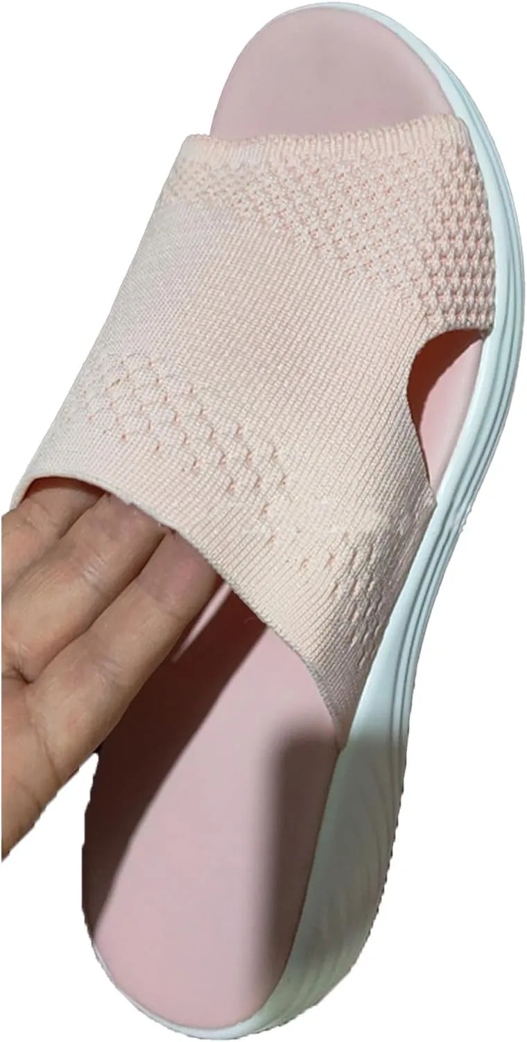 Women's Mesh Open Toe Hollow Platform Wedge Sandals Slip-On Summer Comfort Non-Slip Breathable Beach Fish Mouth Sandals