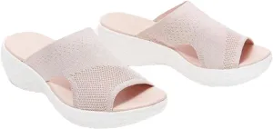 Women's Mesh Open Toe Hollow Platform Wedge Sandals Slip-On Summer Comfort Non-Slip Breathable Beach Fish Mouth Sandals