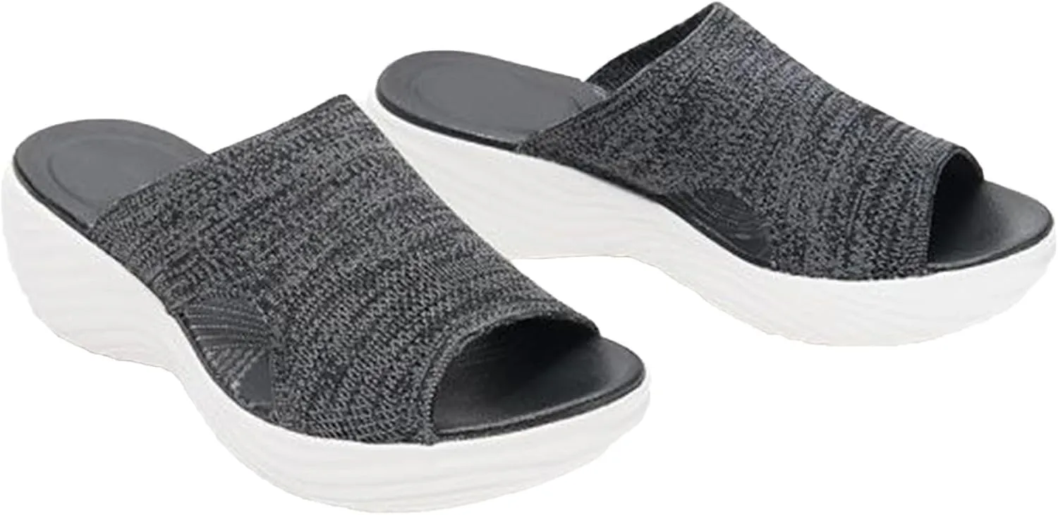 Women's Mesh Open Toe Hollow Platform Wedge Sandals Slip-On Summer Comfort Non-Slip Breathable Beach Fish Mouth Sandals