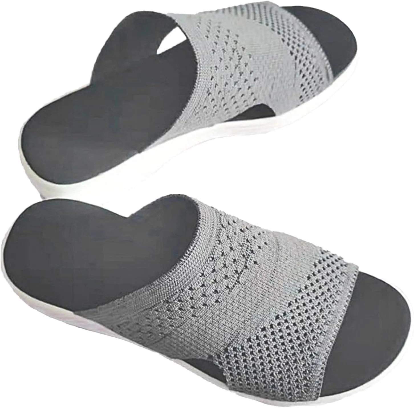 Women's Mesh Open Toe Hollow Platform Wedge Sandals Slip-On Summer Comfort Non-Slip Breathable Beach Fish Mouth Sandals