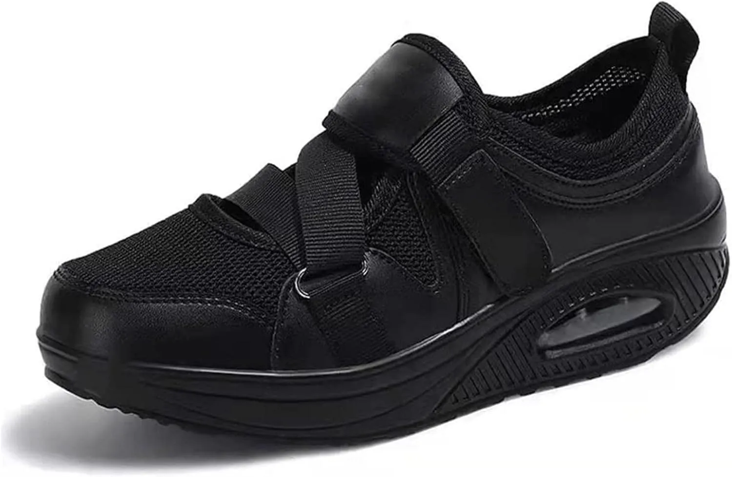 Women's Orthopedic Diabetic Shoes, Non Slip Air Cushion Walking Shoes with Arch Support Sneakers Breathable Knit Mesh Shoes for Arthritis Thumb Valgus Senior,Black,8.5