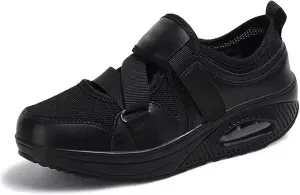 Women's Orthopedic Diabetic Shoes, Non Slip Air Cushion Walking Shoes with Arch Support Sneakers Breathable Knit Mesh Shoes for Arthritis Thumb Valgus Senior,Black,8.5