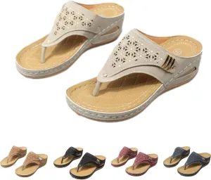 Women's Orthoptic Lightweight Breathable Mesh Sporty Sandals Wedges Thick-Soled Flip-Flops Open Toe Beach Sandals, Blue