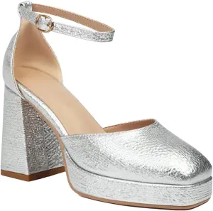 Women's Platform Pumps, Gold Silver Closed Toe Spring Summer
