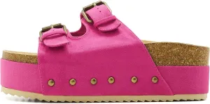 Women's Platform Slide Sandals Comfortable Cork Footbed Studded Clogs Adjustable Buckle Straps Open Toe Flatform Sandal Summer Slipper