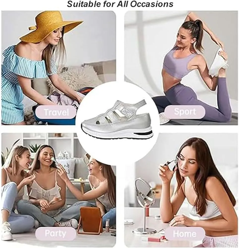 Women's Plus Size Hollow-Out Casual Sandals,Closed Toe Platform Sandals Height-Boosting Thick Sole Lightweight Comfortable Summer Outdoor Sneakers