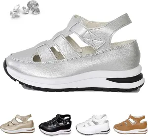 Women's Plus Size Hollow-Out Casual Sandals,Closed Toe Platform Sandals Height-Boosting Thick Sole Lightweight Comfortable Summer Outdoor Sneakers