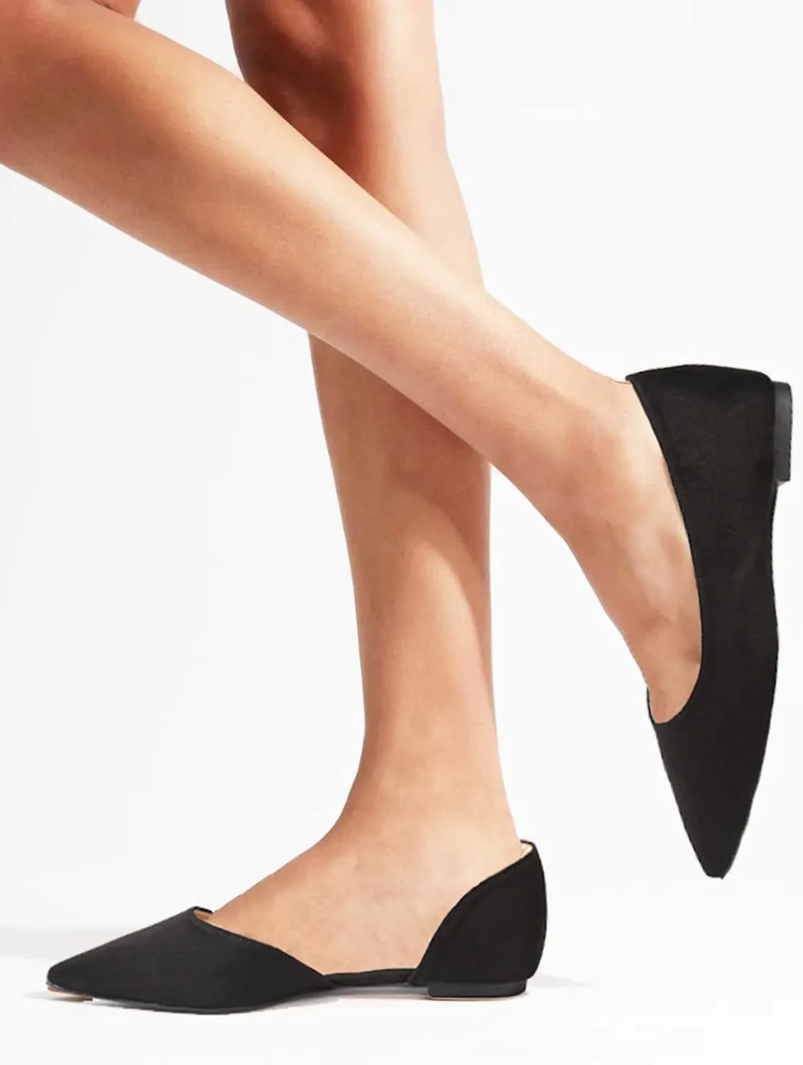 Womens Pointed Toe Black Ballet Flats Comfortable Casual Dress Flats for Women Elegant Memory Foam Flats with Party Wedding