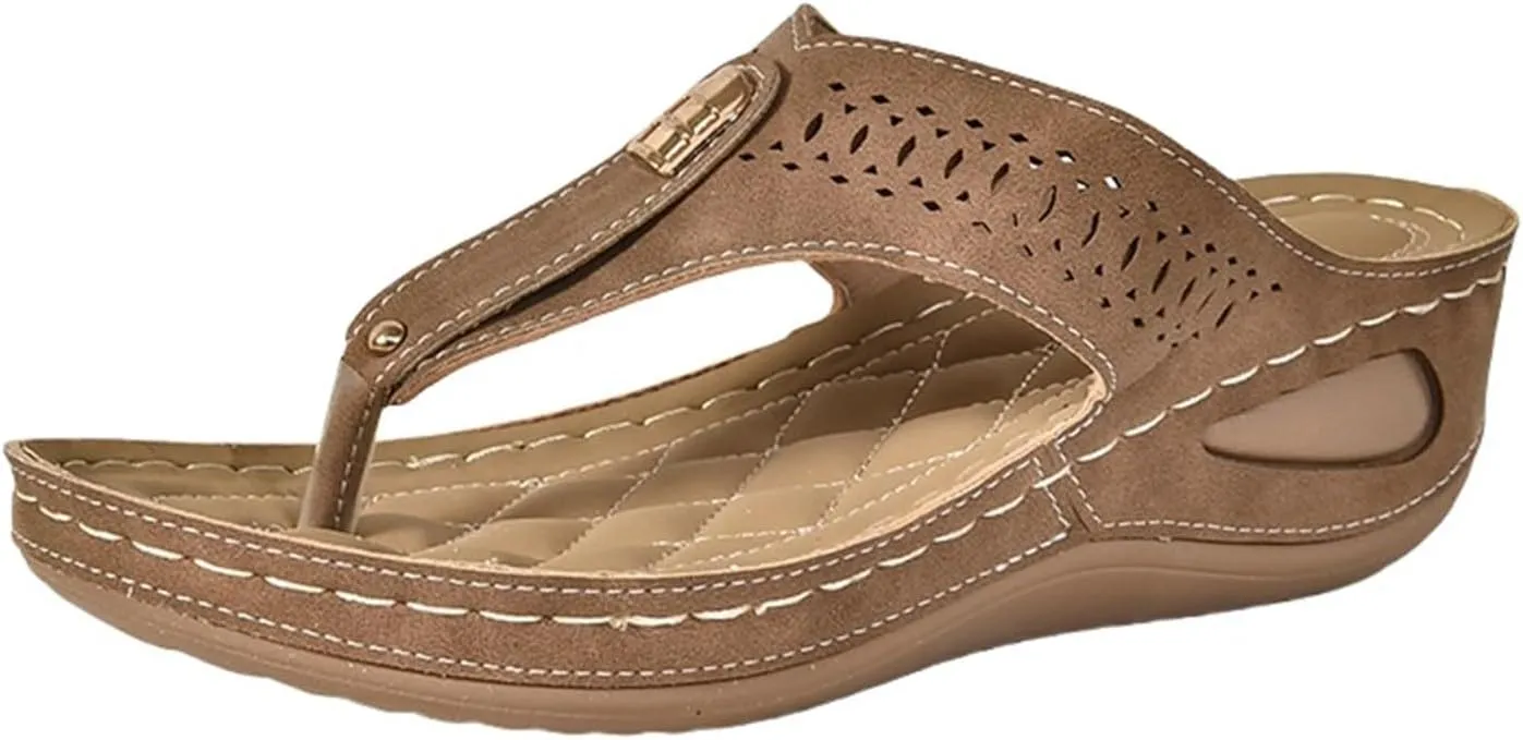 Womens Sandals Arch Support Slingback Sandals Summer Beach Shoes Ankle Strap Thong Flat Sandals for Women
