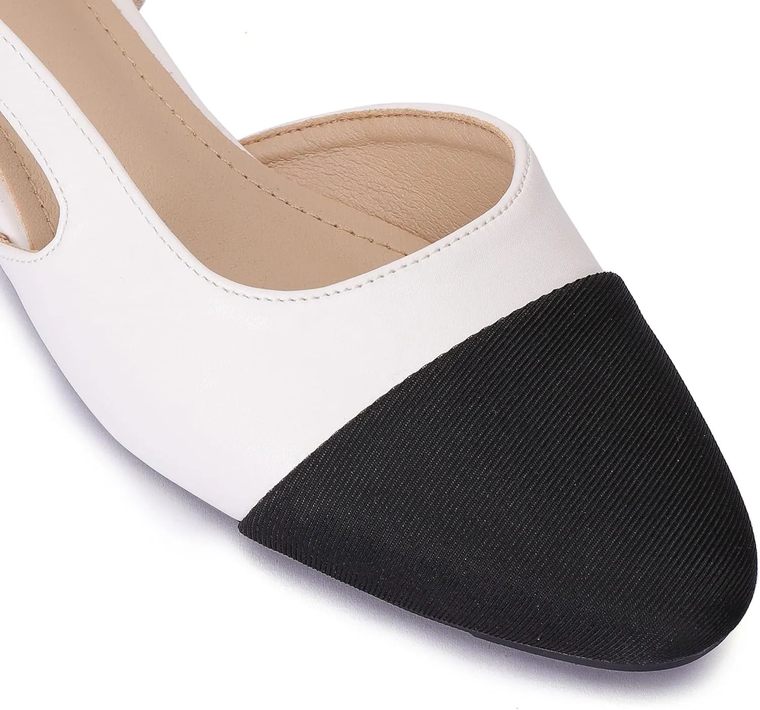 Women's Slingback Flats, Square Toe Flats for Women Dressy Casual Work Office Party, Fashion Splicing Dress Shoes for Women