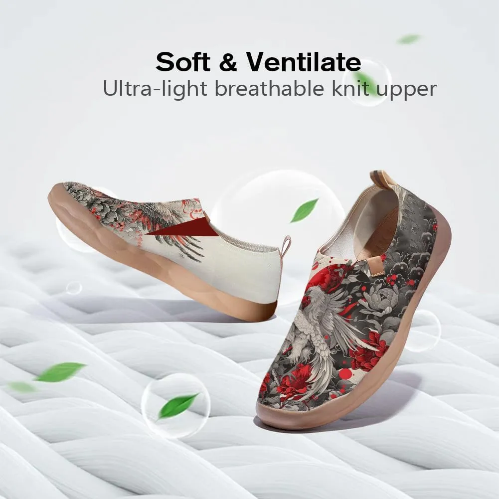 Women's Slip On Casual Loafers Fashion Knit Art Painted Shoes Lightweight Comfort Travel Sneaker