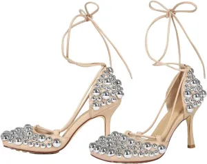 Women's Square Head Sandals - Diamond Hollow Banquet Stilettos