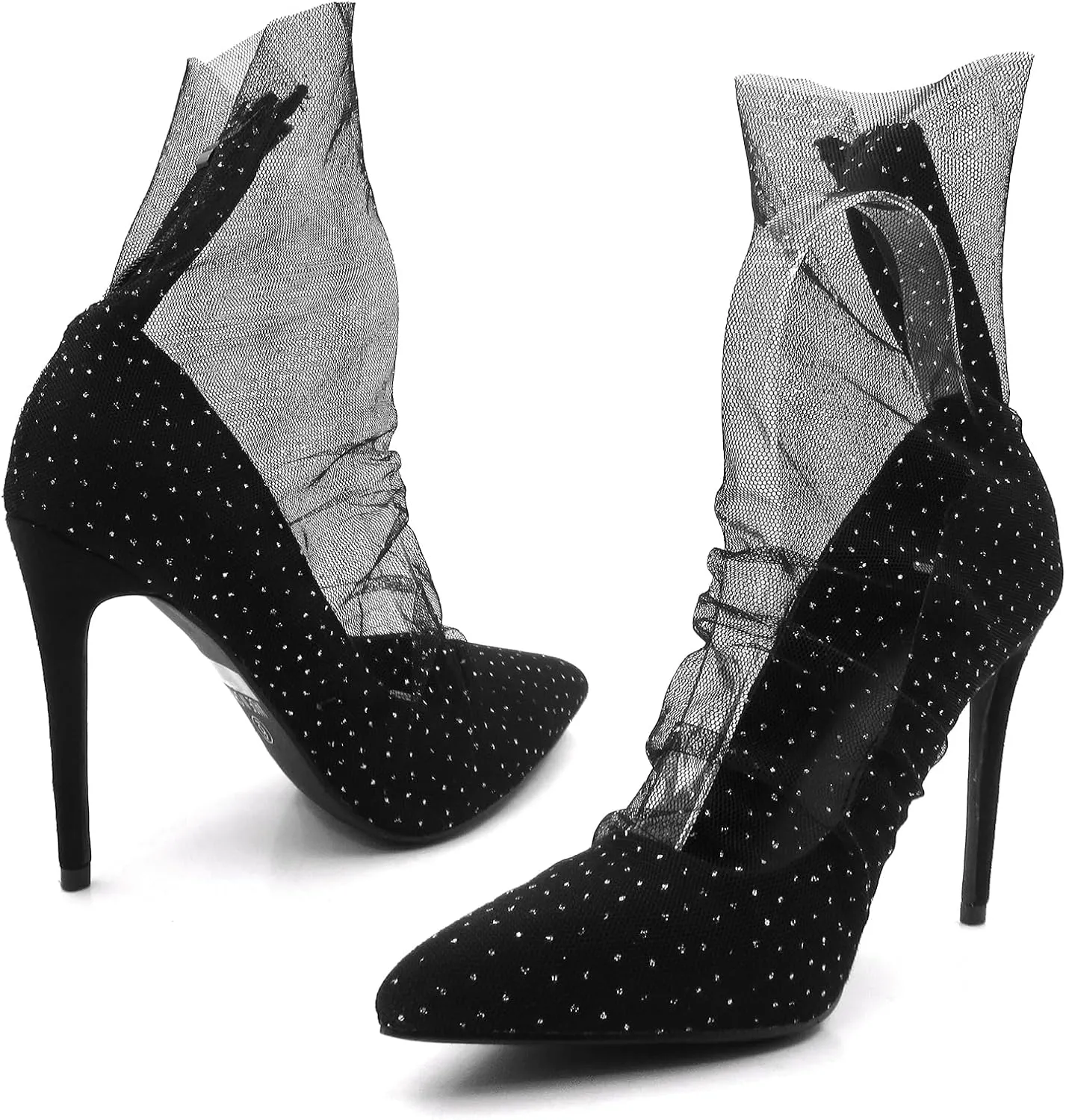 Women's Stiletto Heeled Sandals Pointed Toe Mesh Breathable High Heels Women's Zip Back Boots
