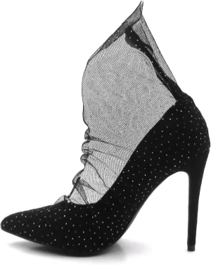 Women's Stiletto Heeled Sandals Pointed Toe Mesh Breathable High Heels Women's Zip Back Boots