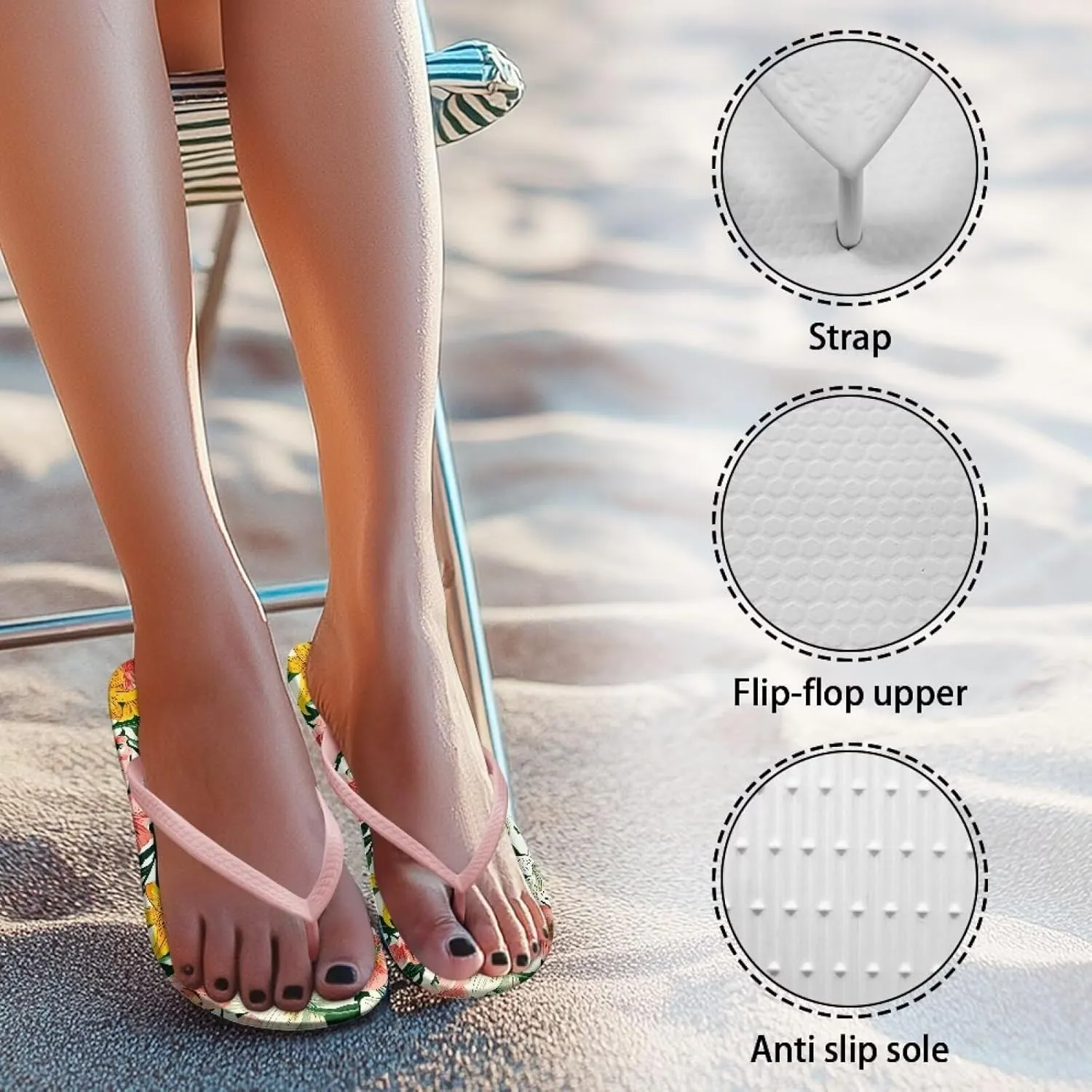 Womens Toe Slide Sandals Starfish Shells Fashion Beach Shoes Summer House Slides Comfort Shower Sandals Anti-skid Bathroom Slippers Size US 5.5-9.5