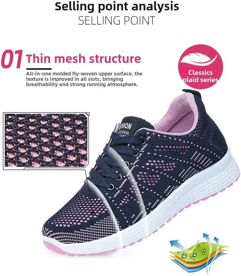 Womens Walking Tennis Shoes - Slip On Memory Foam Lightweight Casual Sneakers for Gym Travel Work