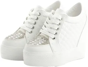 Women's Wedge Sneakers, high-Heeled Platform high-top lace-up Fashion Sneakers, Tennis Shoes Women's Wedge Platform Shoes