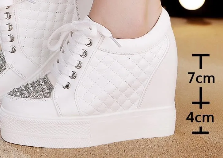 Women's Wedge Sneakers, high-Heeled Platform high-top lace-up Fashion Sneakers, Tennis Shoes Women's Wedge Platform Shoes