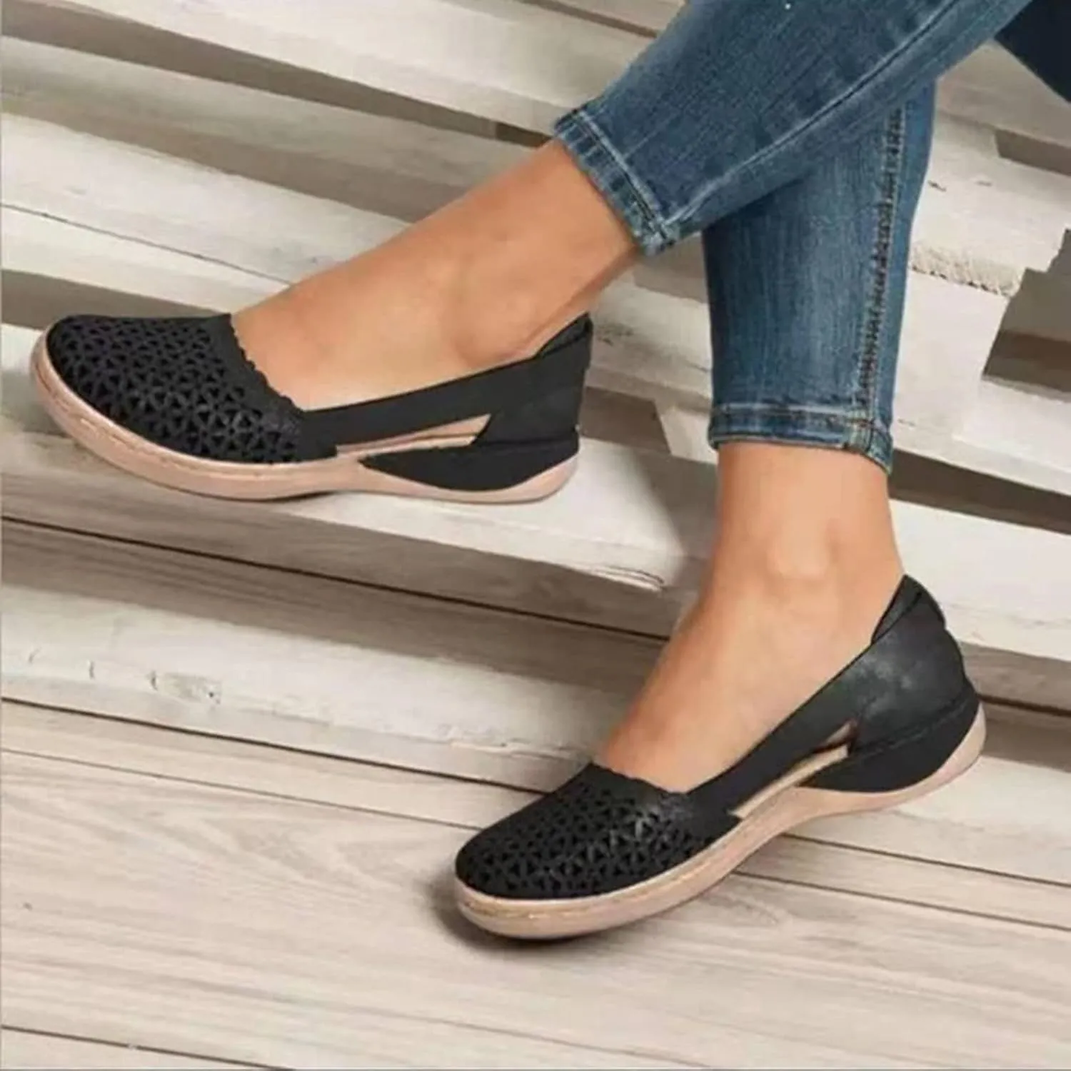 Women's Wedges Orthopedic Sandals Casual Beach Shoes Closed Toe Round Toe Hollowed Out Comfy Breathable Sandals