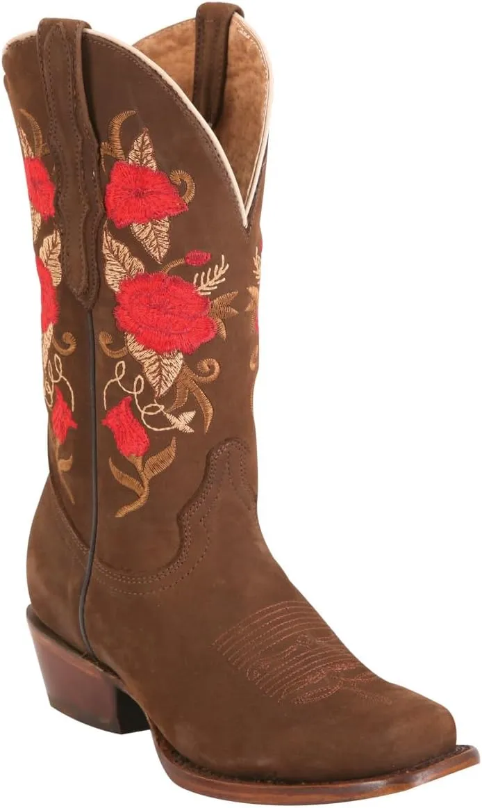 Women's Western Cowgirl Rodeo Boots El General SR18 Cinnamon Nubuck Leather