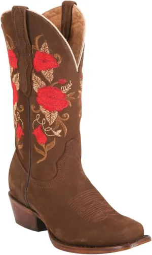 Women's Western Cowgirl Rodeo Boots El General SR18 Cinnamon Nubuck Leather