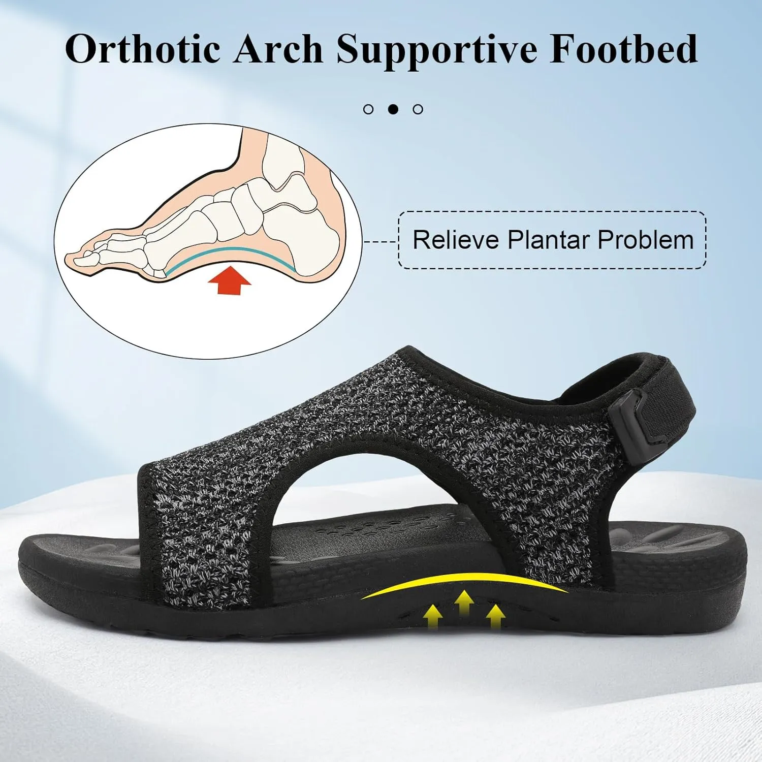XIHALOOK Womens Orthopedic Walking Sandals with Adjustable Hooks Open Toe Sports Sandals Breathable Knit Summer Shoes