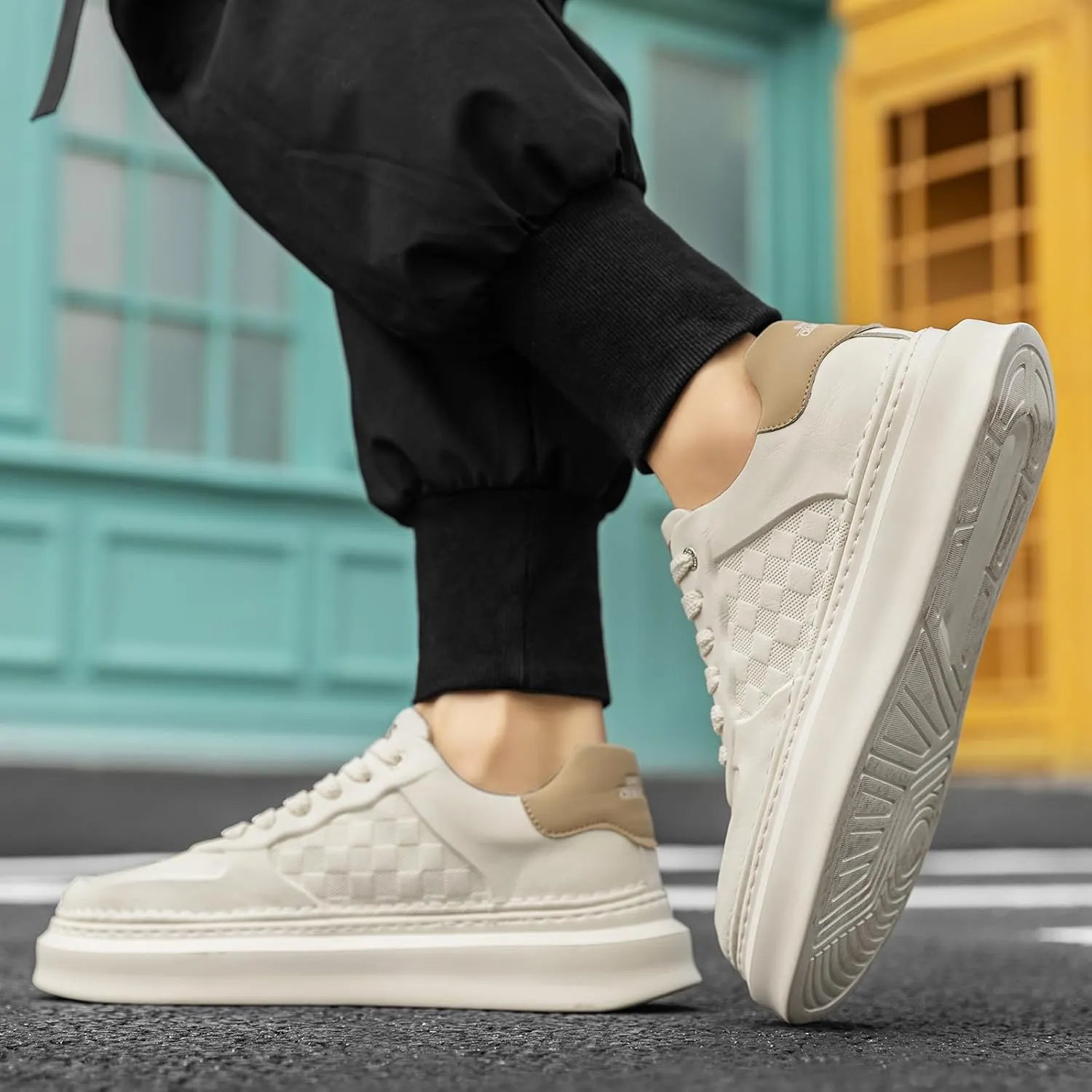 YCMM Lightweight Lace-Up Platform Sneakers for Men and Women Comfortable Casual Walking Shoes