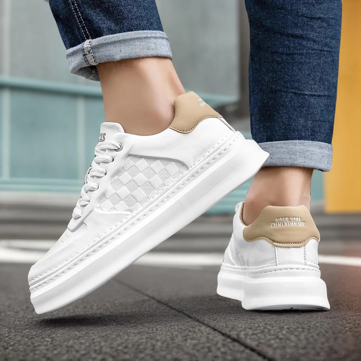 YCMM Lightweight Lace-Up Platform Sneakers for Men and Women Comfortable Casual Walking Shoes