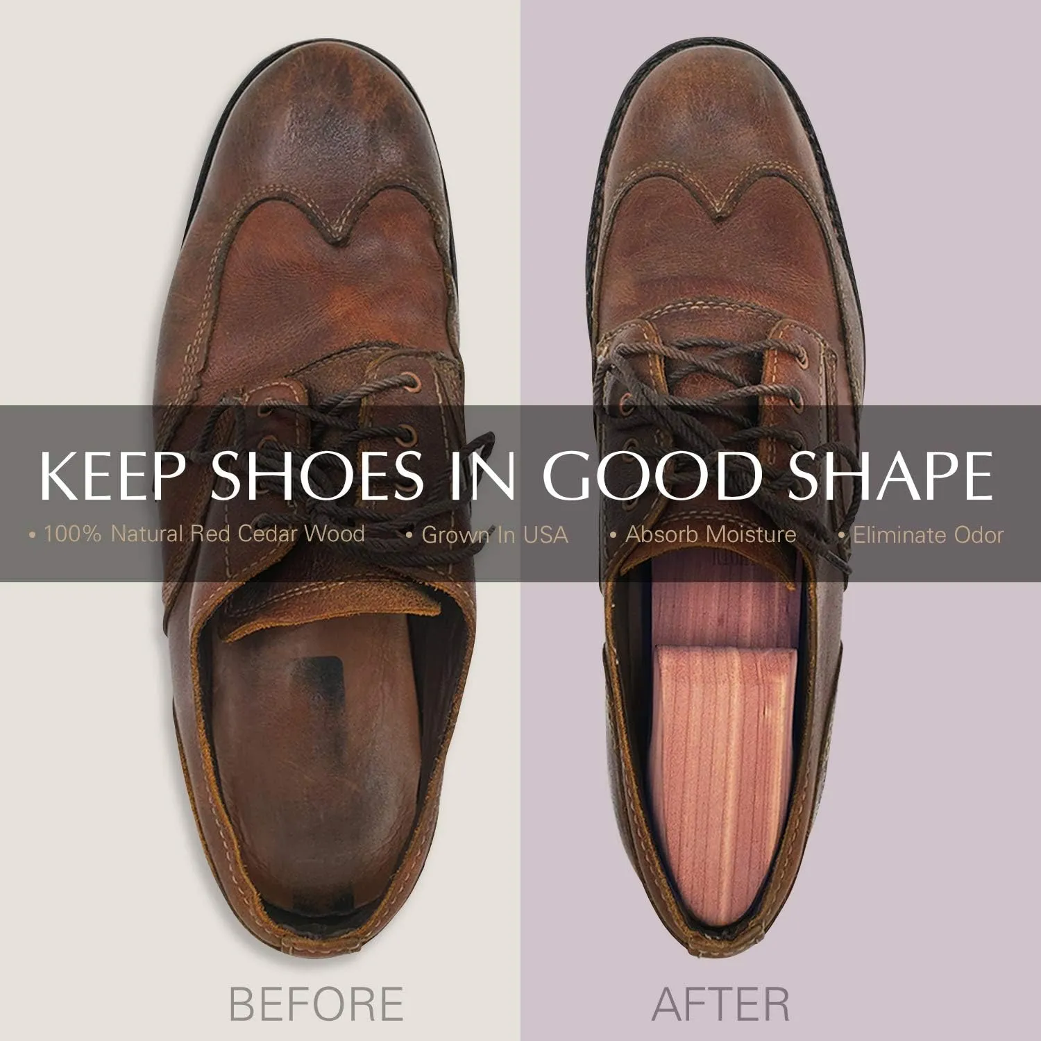 YEEGOR Cedar Shoe Trees for Men VALUE PACK, Men's Wooden Shoe Trees with Cedar Fragrance, Split Toe