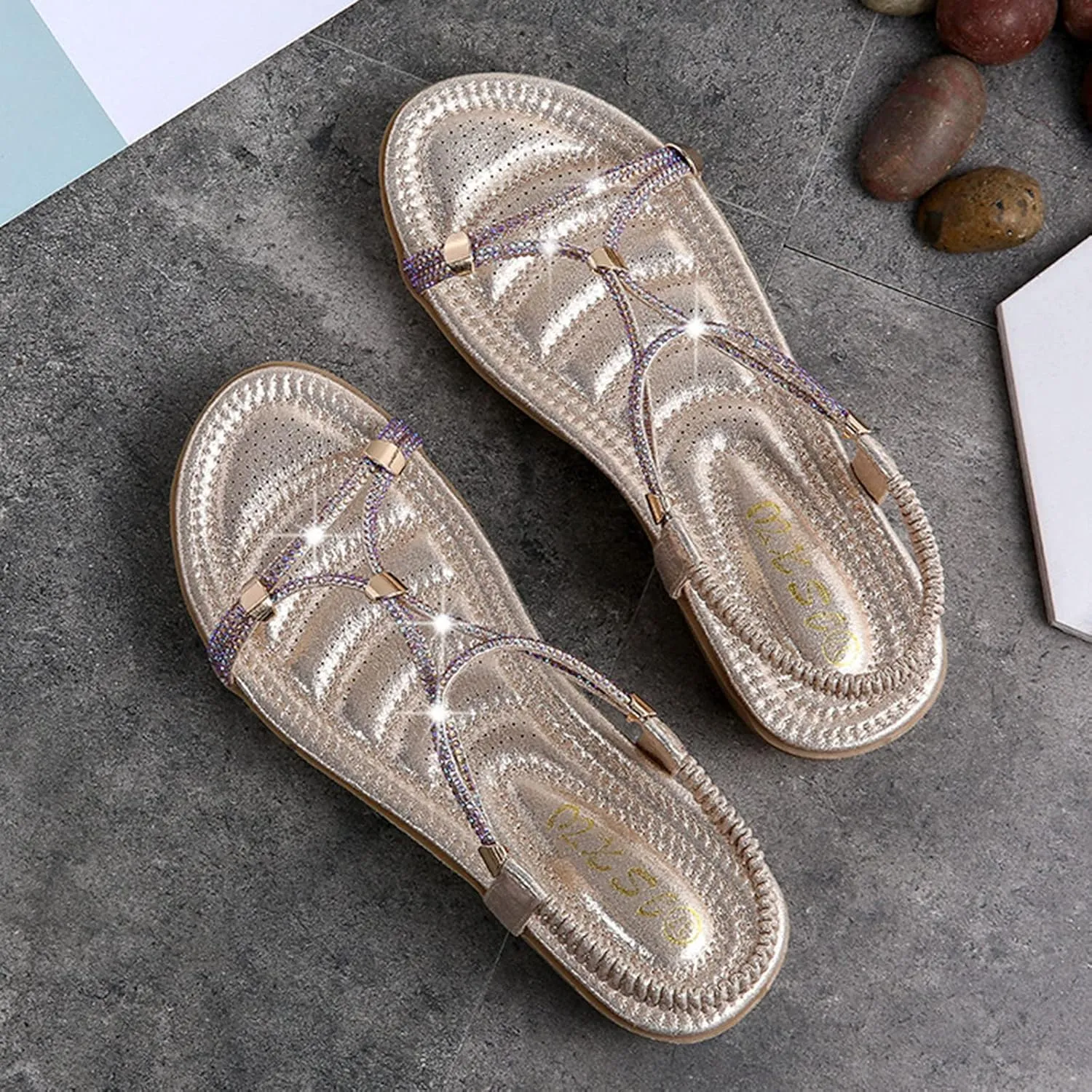 Yoga Mat Comfortable Flat Sandal for Women Comfortable Water-Resistant Shoes Comfortable Walking Flat Sandals