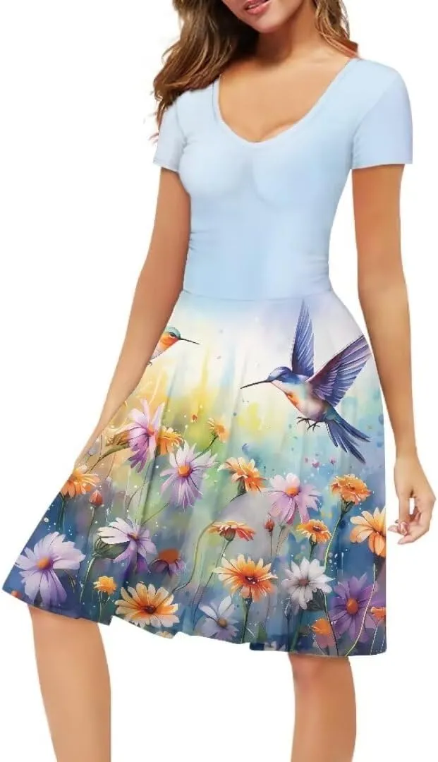 Youngerbaby Women Tank Dresses Midi Dress Loose Short Sleeve Summer Beach Dresses Tunic Top Casual Dress