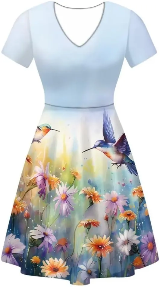 Youngerbaby Women Tank Dresses Midi Dress Loose Short Sleeve Summer Beach Dresses Tunic Top Casual Dress