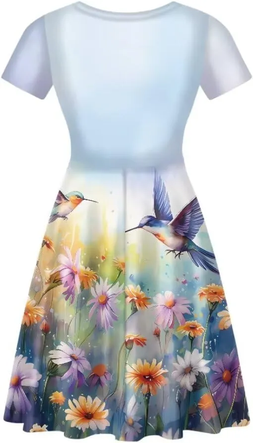 Youngerbaby Women Tank Dresses Midi Dress Loose Short Sleeve Summer Beach Dresses Tunic Top Casual Dress