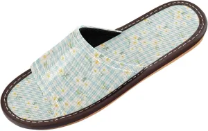 Yuiboo Flowers Light Blue Ginghams Men Women's Shower Slippers Breathable Non Slip Sandals for Travel Hotel Bedroom