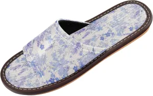 Yuiboo Light Purple Blue Flowers Women Men's Bedroom Slippers Washable Slides Sandals for Travel Beach Hotel