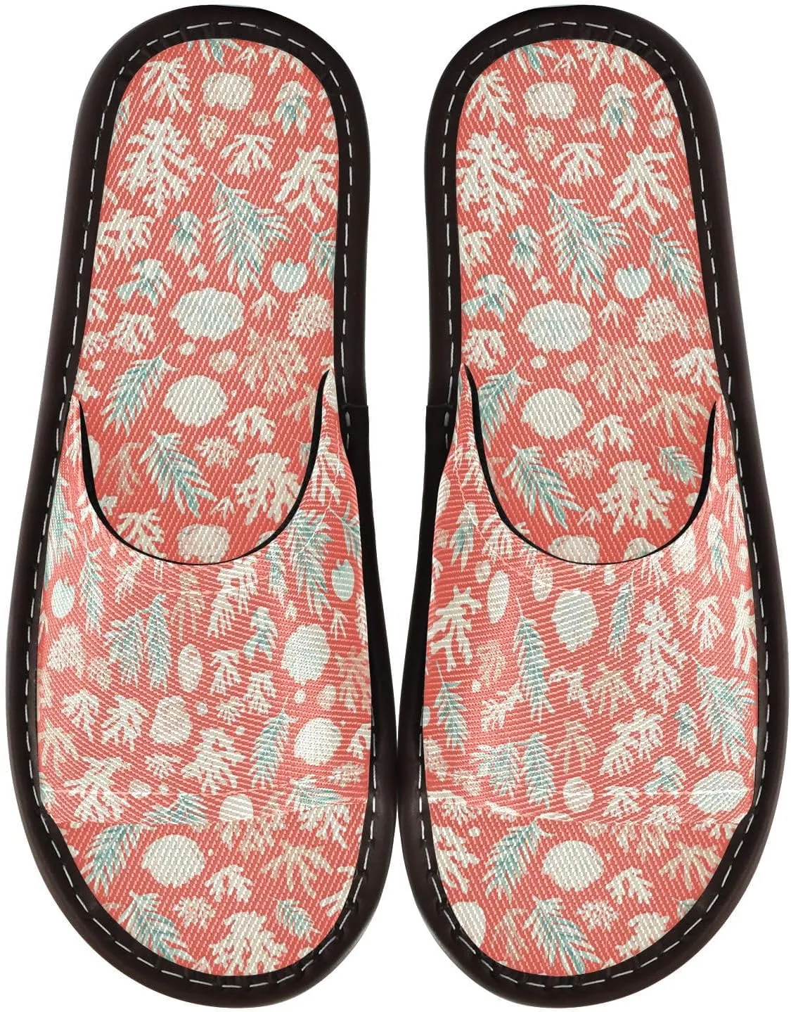 Yuiboo Unique Coral Pink Men Women's Travel Slippers Breathable Beach Sandals for Indoor Travel Home