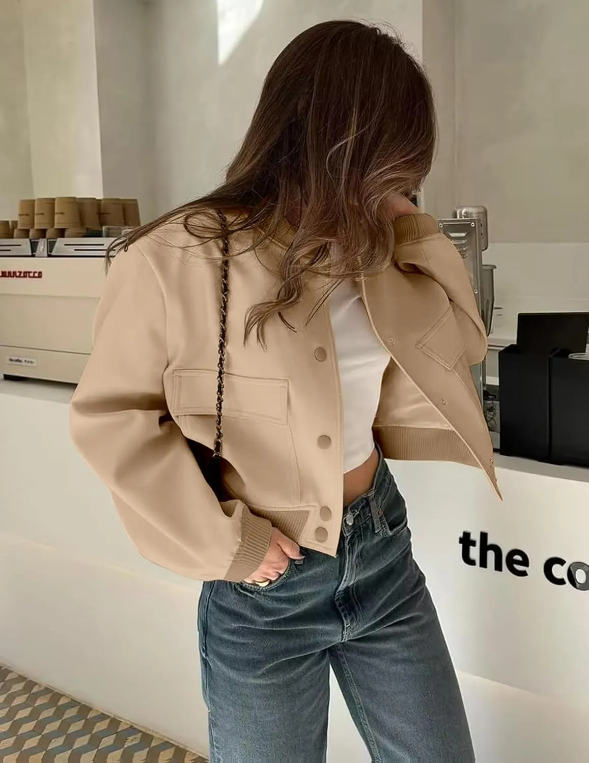 Zeagoo Women Bomber Jacket Casual Button Down Varsity Jackets Shackets With Pockets Outwear