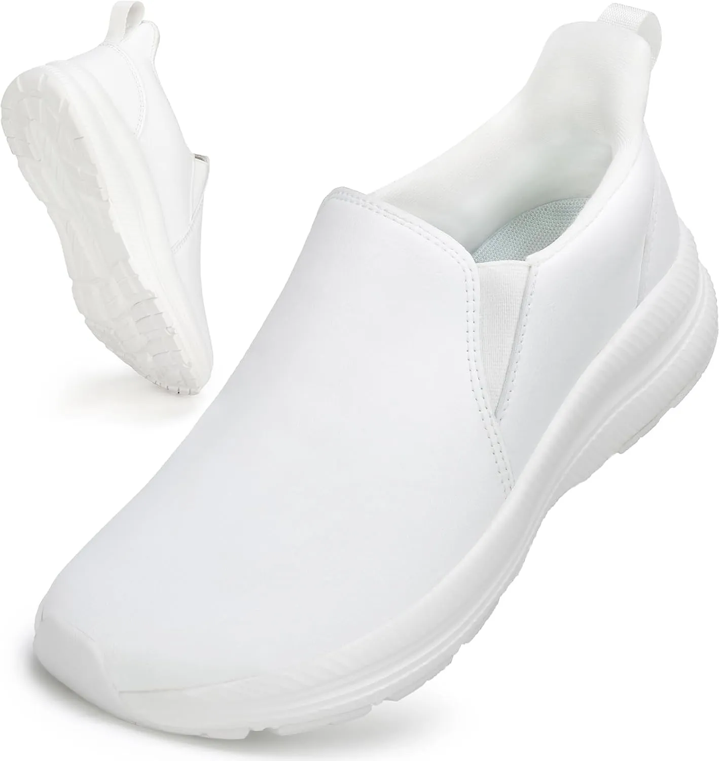 ZOVE Wide Toe Box Shoes Women Wide Width Waterproof Leather Hands Free Nursing Sneakers Ultra Light Extra Wide Walking Sneakers Non-Slip Chef Diabetes Nurse Work Shoes