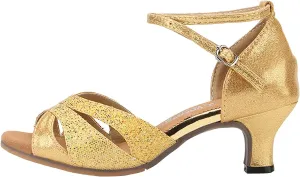 ZSpzx Women's Chunky Heel Sandals 2025 Round Toe Sparkly Low Block Hollow Out Slingback Strappy Sandal Ladies Orthopedic Summer Comfortable Backless Dressy Shoes for Wedding Bridal Evening Cocktail
