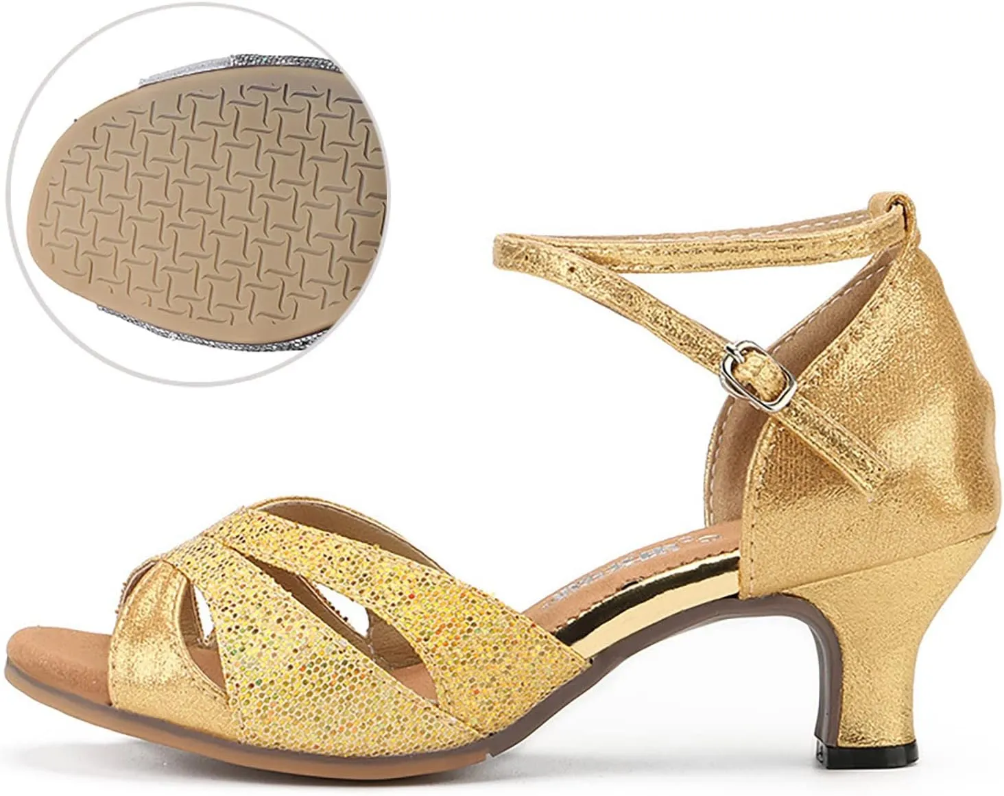 ZSpzx Women's Chunky Heel Sandals 2025 Round Toe Sparkly Low Block Hollow Out Slingback Strappy Sandal Ladies Orthopedic Summer Comfortable Backless Dressy Shoes for Wedding Bridal Evening Cocktail